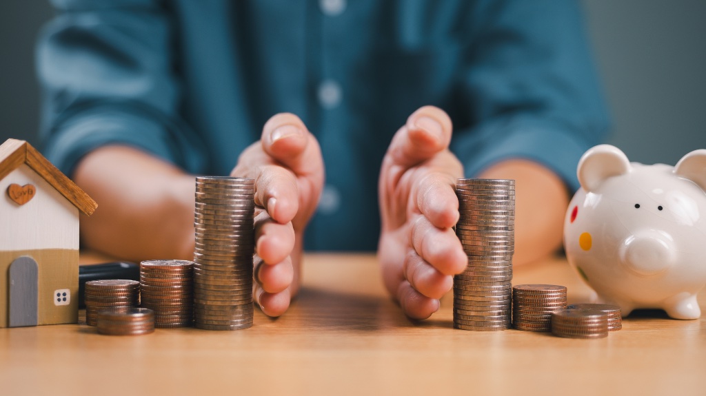 person splitting assets in half